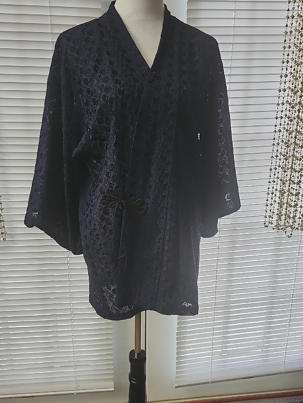 Navy Lace Kimono Top